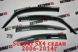Дефлекторы окон Suzuki SX4 Сузуки SX4 седан 2007-2012г хром молдинг комплект 4шт   