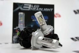 X3 чип  ZES LED 2шт H4 12В 18W 6000K 4400Lm с обманкой гарантия 1мес   