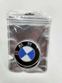 Наклейка на колпаки BMW сферическая изогнутая 5,4см 4шт черная  (226741)