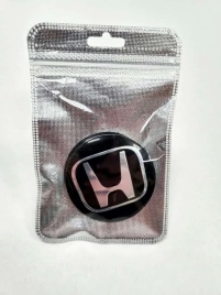 Наклейка на колпаки Honda сферическая изогнутая 5,4см 4шт черная (226768)