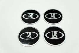 Наклейка на колпаки Lada сферическая изогнутая 5,9см 4шт черная 