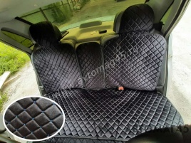 Гелакси  Накидки на сиденье универсальные велюр задний ряд черные с боками с синей ниткой 3шт 