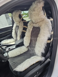 Накидки искусственный мех комбинированные середина темно-серая бока палевые 140х50см 2шт   