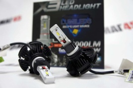 X3 чип  ZES LED 2шт H1 12В 18W 6000K 4400Lm с обманкой гарантия 1мес   