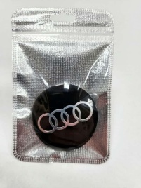 Наклейка на колпаки Audi сферическая изогнутая 5,4см 4шт черная (226755)