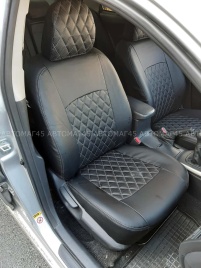 Авточехлы  Toyota Corolla Тойота Королла 2007-2013г кузов 150 экокожа черная нить серая ромб   