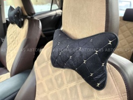 Maximal Подушка косточка под шею велюр черная с бежевой ниткой 26х19см 1шт   