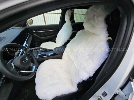 Накидки  короткий ворс мутон белый на коже 140х55см 2шт   