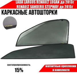 Шторкофф  каркасные шторки на магн Largus Logan до 13г Sandero Stepway до 15г передн премиум 2шт 15%