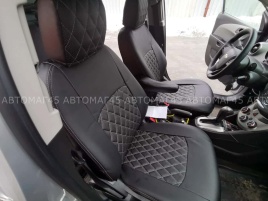 Авточехлы  Chevrolet Aveo Шевроле Авео 2005-2012г экокожа черная серая нить ромб   