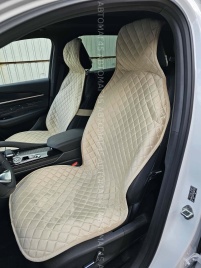 Автотренд  Накидки на сиденье на силиконе без боков велюр бежевый 2шт   