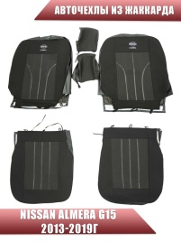 Авточехлы  Nissan Almera Ниссан Альмера 2013-2019г 2/3 жаккард   
