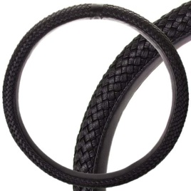 Skyway  оплетка руля кожа плетеная черная Real-7 размер M   