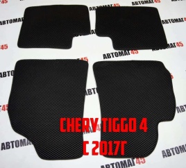 EVA ЭВА  коврики в салон Chery Tiggo 4 c 2017г черные рисунок ромб  комплект 4шт   