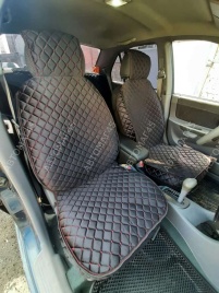 Гелакси  Накидки на сиденье универсальные велюр передние черные с боками с красной ниткой 1шт 