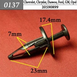 0137 Клипса пистон для Chevrolet Chrysler Daewoo Ford GM Opel