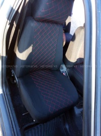 Авточехлы  Приора 2 седан c 2014г жаккард черный с красной ниткой стандарт ромб Барс   