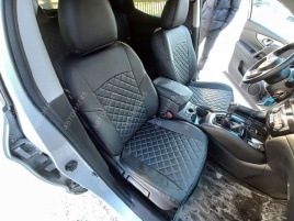 Авточехлы  Nissan Qashqai Ниссан Кашкай J11 2014-2022г экокожа черная красная нить ромб   