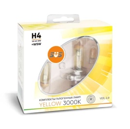 SVS  лампа H4 Yellow 12V 55W 3000K 2шт   