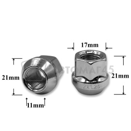 T0505 Гайка колесная иномарки М12*1,25*21 кл.17 конус откр. CH H-1156