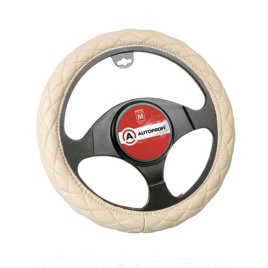 Autoprofi  оплетка руля экокожа спонжевая стёганая бежевая размер М SP-9010 BE M   