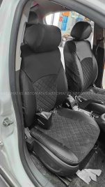 Авточехлы  Chevrolet Cruze Шевроле Круз экокожа алькантара черная серая нить ромб   