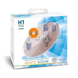 SVS  лампа H1 White 12V 55W 5000K 2шт   