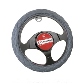 Autoprofi  оплетка руля экокожа спонжевая стёганая серый размер М SP-9010   