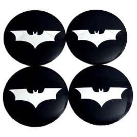 Наклейка на колпаки Летучая мышь сферическая изогнутая 5,6см 4шт черная NZD 060
