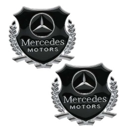 Шильдик Mersedes Motors черный металл 55*50мм 2шт SHK K206