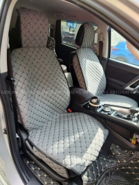 Чехлы  накидки на сиденье лен 2Д серый передние 2шт LEX  