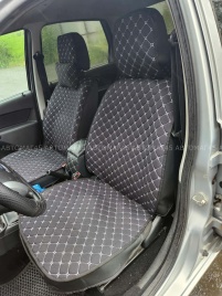 Чехлы  накидки на сиденье лен 2Д черный белая нитка комплект 5шт   