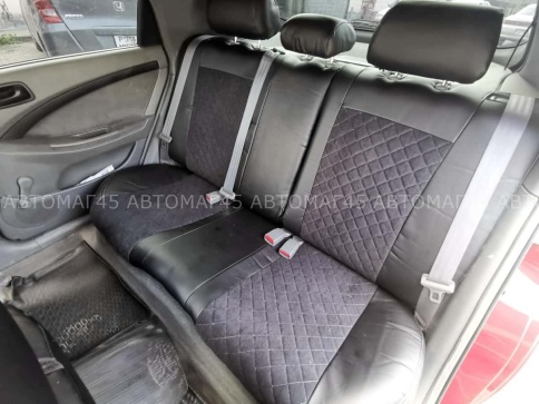 Авточехлы  Chevrolet Lacetti Лачетти Daewoo Gentra Дэу Джентра экокожа алькан черная серая нить ромб фото 3