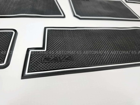 Коврики в ниши Toyota Rav4 2016-2019г черные белые буквы 14пр. фото 4