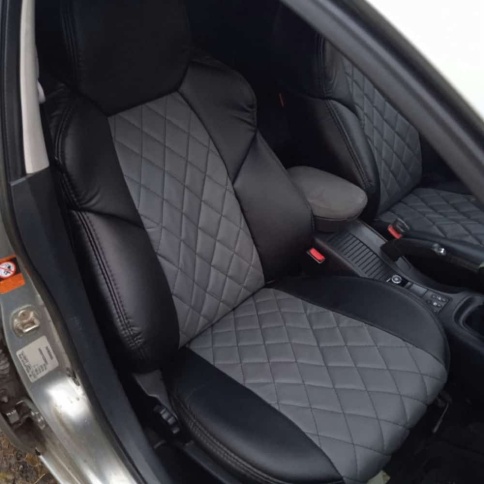 Драйв  чехлы универсальные экокожа Ромбы черный серый комплект    фото 3