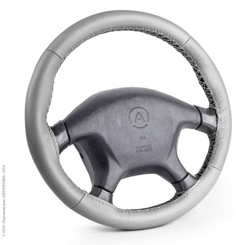 Autoprofi  оплетка руля под шнуровку натуральная кожа серая нитки игла    фото 1