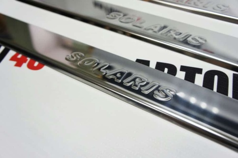 LIDER  Накладки на пороги  Hyundai Solaris 2017-2022г 4 шт нержавейка    фото 2