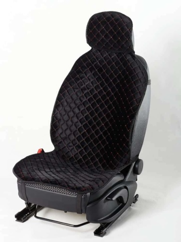 Автотренд  Накидки на сиденье на силиконе без боков велюр черный c красной ниткой 2шт фото 8