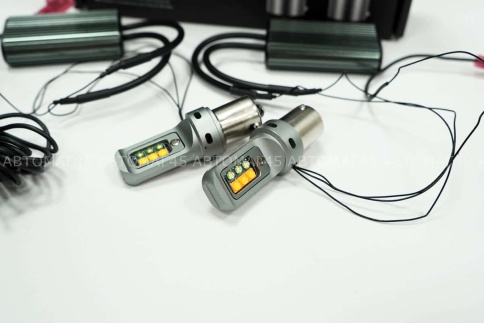 SALMAN Лампа светодиодная P21W Дхо и поворотник 12 SMD 2шт с обманкой гарантия 3 месяца 01816 фото 2