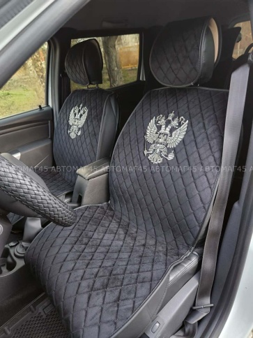 Чехлы  накидки на сиденье серия G велюр черный черная нитка передние 2 шт Maximal фото 1