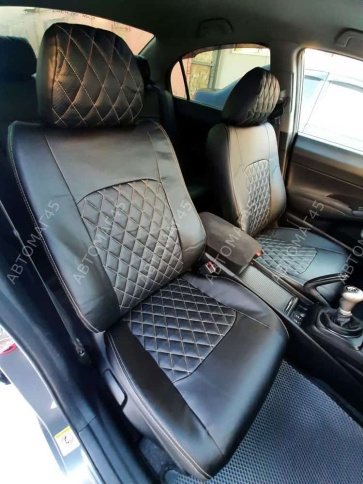 Авточехлы  Honda CIVIC Хонда Цивик 4D 4х дверная 2005-2011г Экокожа черный ромб    фото 4