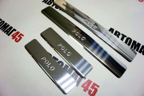 LIDER  Накладки на пороги  Volskwagen Polo Фольцваген Поло 2010г-2020г седан 4 шт нержавейка    фото 1