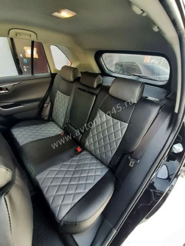 Авточехлы  Toyota RAV4 Тойота Рав4 2018-2025г XA50 экокожа черно-серый ромб    фото 4