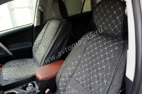 Чехлы  накидки на сиденье лен форма 2Д серый передние 2шт    фото 4
