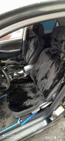 Накидка  на сиденье короткий ворс черный шерсть 40% 145х55см 1шт  фото 14