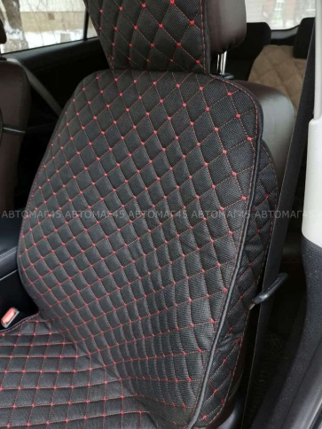 Чехлы  накидки на сиденье лен 2Д черный с красной ниткой передние 2шт LEX Light  фото 3