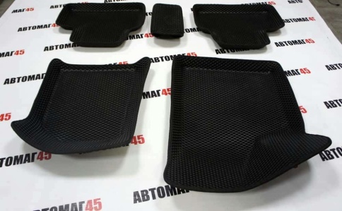 BORATEX  коврики в салон 3D EVA ЭВА Lada Приора ВАЗ 2110 2112 черные рисунок ромб комплект 5шт фото 11