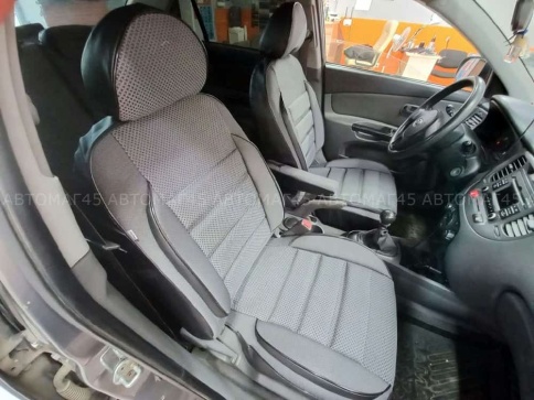 Авточехлы  Kia Rio Киа Рио 2005-2011г 2 пок спина 2/3 сиденье 1/1 жаккард черно-серый Ижевск   фото 4