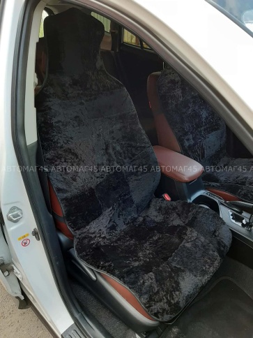 Накидки  короткий ворс мутон черный кусковой  140х55см 2шт    фото 6