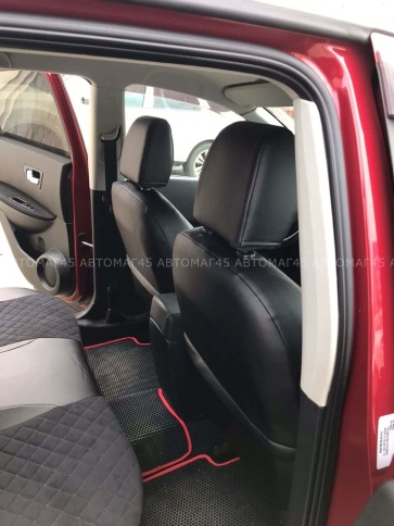 Авточехлы  Nissan Qashqai Ниссан Кашкай J11 2014-2022г экокожа алькантара черная серая нить ромб    фото 2